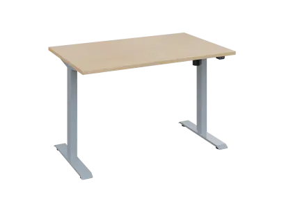 Flexi 28-12 výškově nastavitelný stůl, kovová podnož stříbrná, deska 25 mm, široký 1200 mm, bříza irská